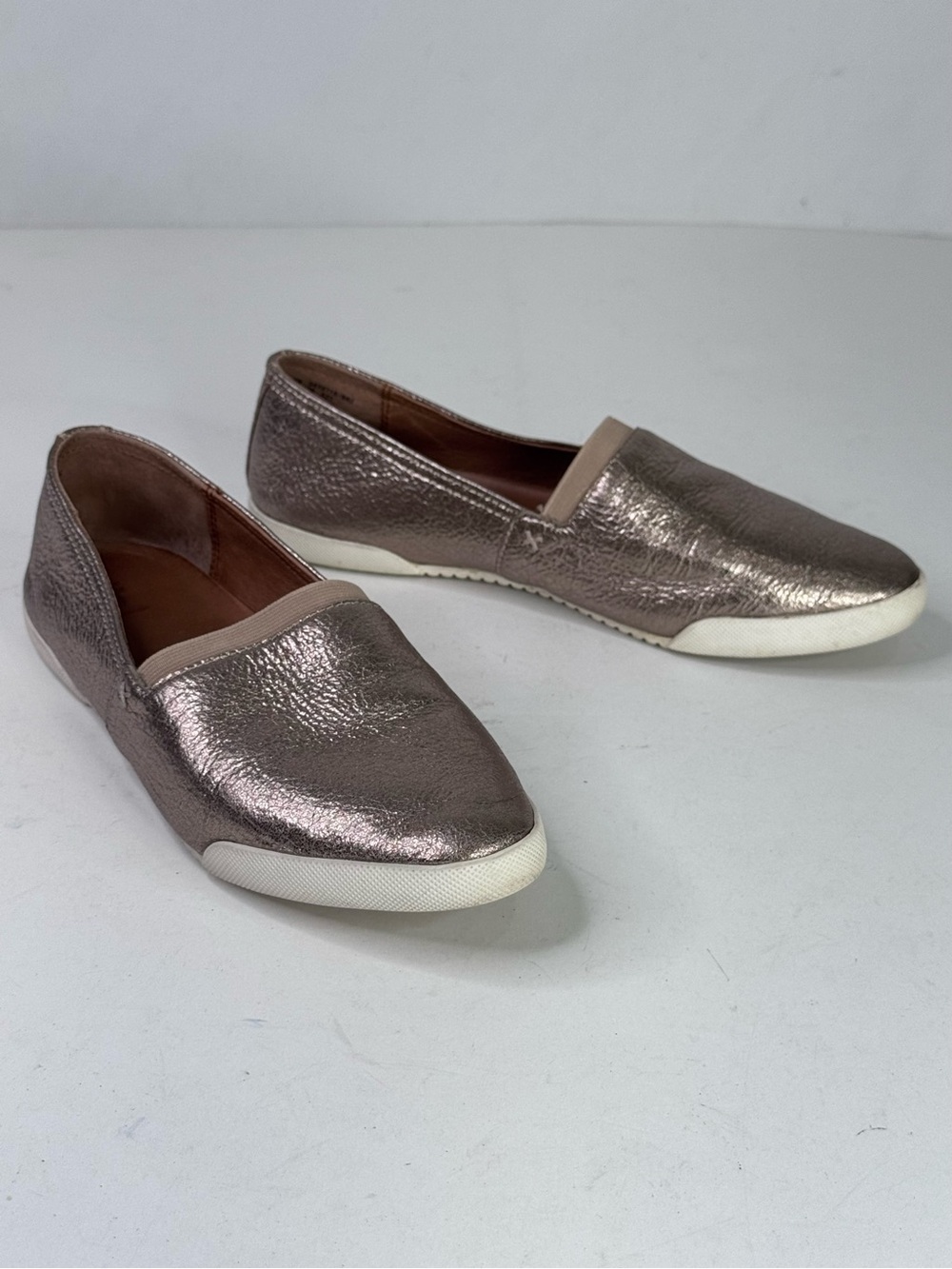 Frye Metallic Rose Gold Slip-On Loafers